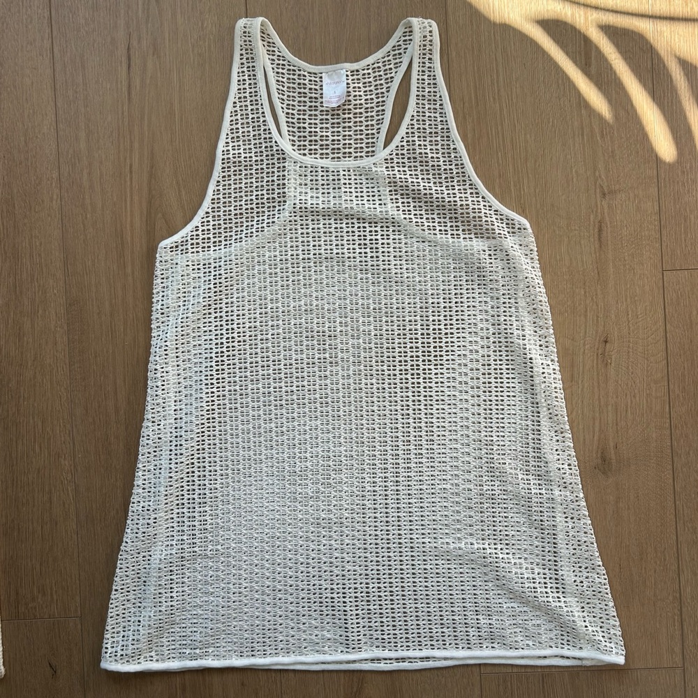 Ivory Racerback Mesh Coverup